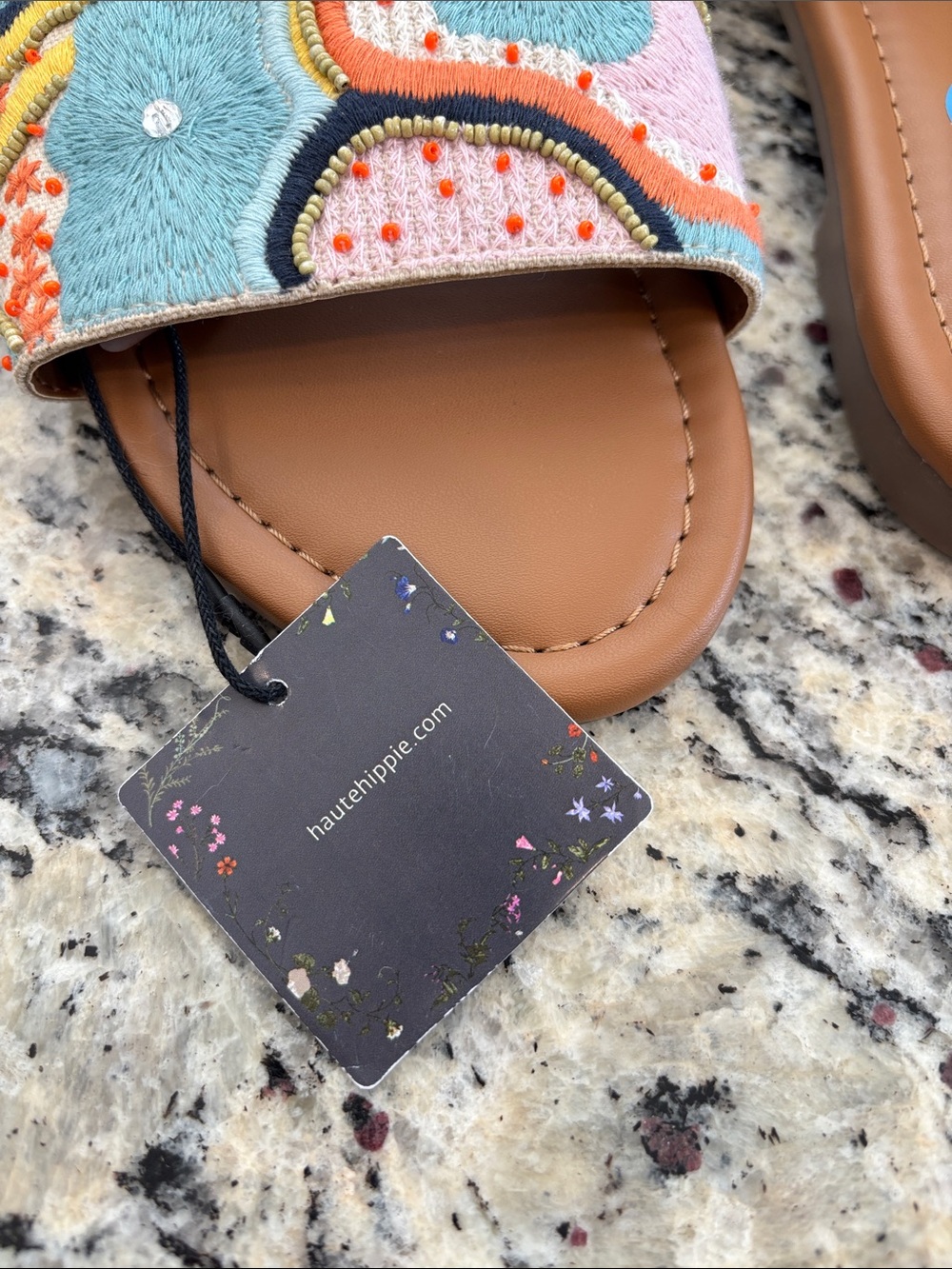 Haute Hippie Tapestry Multicolor Embroidered Slide Sandals - Picture 9 of 9